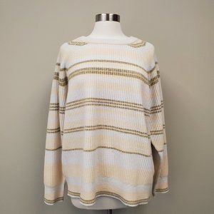 J. Crew Cashmere Ribbed Stripped Crewneck Sweatshirt Sz XL NWT
